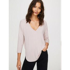 Aritzia Babaton Blush‎ Pink Norris T-Shirt Top Size XS Slouchy Casual V-Neck